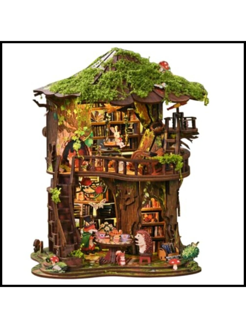 DIY Miniature Book Nook Kit 3D Wooden Puzzle LED Craft for Adults